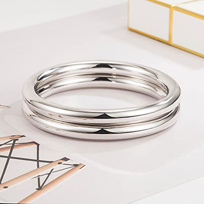 Dankadi Minimalism Women Men 925 Sterling Silver Bracelet Width 7-8MM Diameter 60-65 mm Solid Smooth On Bangle Cuff Fashion Fine Jewelry Gifts - color: Width 7MM 2 Piece, size: 2.67 inches