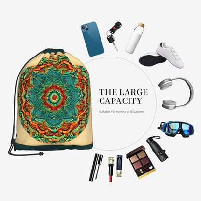Mandala Drawstring Backpacks Polyester Bag For Yoga Meditation Fitness