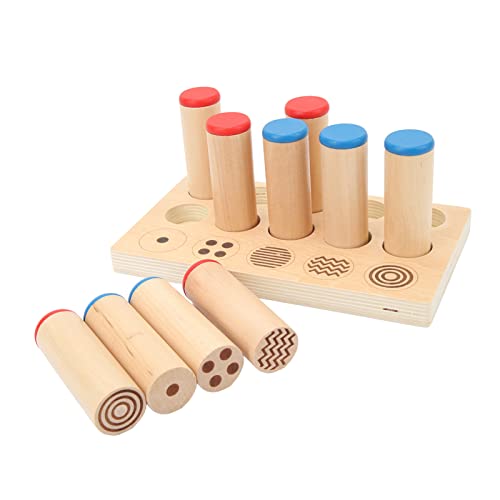 Wooden Sound Cylinders Toy, Different Strength Concave Convex Texture Sound Cylinders Sound Boxes Toy Smoothing Polishing for Daily Play for Children