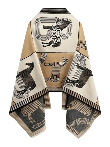 Women's Reversible Pashmina Shawl Wrap for Women Big Scarf Holiday Gifts - color: Bronze-white
