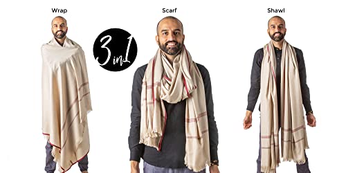 Versatile Premium Wool Blend Meditation Shawl - Large Unisex Prayer Wrap, Oversized Scarf & Yoga Blanket