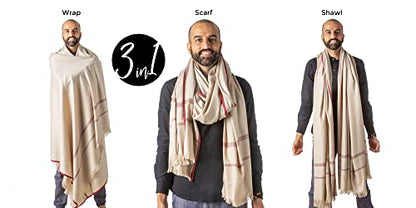 Versatile Premium Wool Blend Meditation Shawl - Large Unisex Prayer Wrap, Oversized Scarf & Yoga Blanket - color: Light Brown