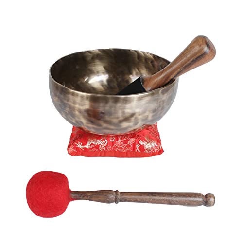 ESK 7 inch Tibetan Singing Bowl set ,Meditation, zen decor, Spiritual and Body Healing and Energy Cleansing ,Handmade, Comes w/ silk cushions, sticks and Flag