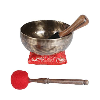 ESK 7 inch Tibetan Singing Bowl set ,Meditation, zen decor, Spiritual and Body Healing and Energy Cleansing ,Handmade, Comes w/ silk cushions, sticks and Flag
