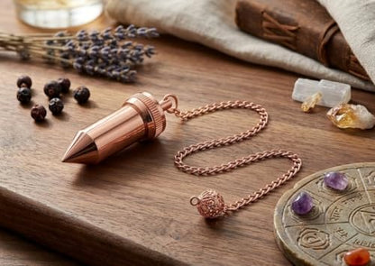 Pencil Design Openable Copper Pendulum for Reiki Healing, Dowsing & Chakra Balancing – Divination & Meditation Tool for Energy Cleansing - color: Pointed Pencil Design