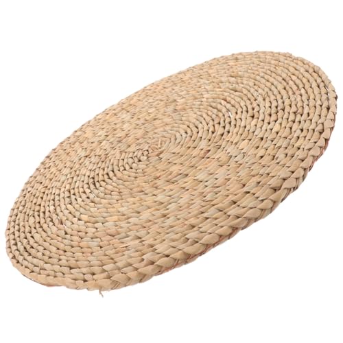 ERINGOGO Woven Yoga Meditation Pad Floor Cushion 20x20cm Dark Straw Root Braided Sitting Mat for Home Meditation and Zen Practice
