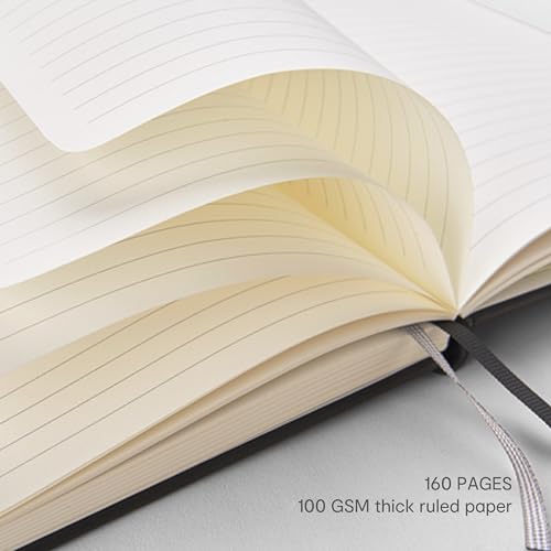 &And Per Se Lined Journal Notebook – A5 Hardcover, 160 Pages 100gsm Thick Paper, College Ruled for Writing - 5.7”x8” (Black)
