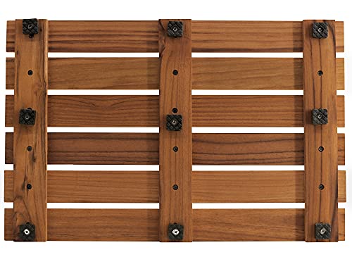 VaeFae Teak Shower Mat, Non-Slip Bath Mat, Luxury Spa Mat, Wooden Mat for Bathtub, 20 x 13 in - size: 20" x 13" (Rectangular)