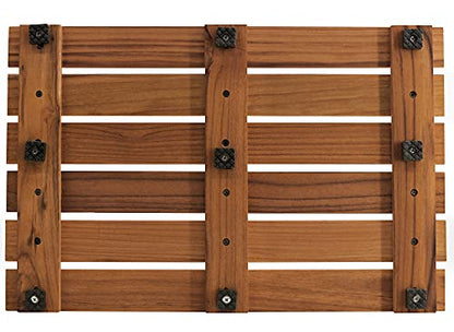 VaeFae Teak Shower Mat, Non-Slip Bath Mat, Luxury Spa Mat, Wooden Mat for Bathtub, 20 x 13 in - size: 20" x 13" (Rectangular)