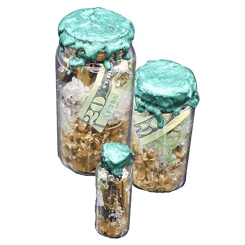 BlkGrlMagick Handcrafted Mini Money Spell Jar, Made Real Prosperity Crystals, Homegrown Herbs for Abundance, Debt, Finance, Success, Black Owned Apothecary Ritual Gifts, for Home, Office, Purse - size: Money Spell