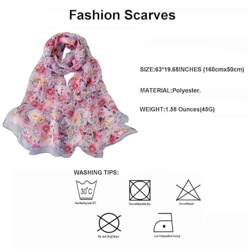 Pokeedioty Scarfs for Women Lightweight Fashion Scarves Elegant Floral Pattern Sheer Scarfs Sunscreen Shawls Wraps - color: P 071
