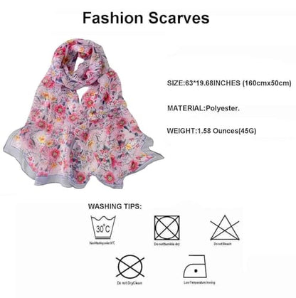Pokeedioty Scarfs for Women Lightweight Fashion Scarves Elegant Floral Pattern Sheer Scarfs Sunscreen Shawls Wraps - color: P 071