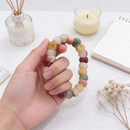 MUDI Bracelet For Women, Bodhi Seed Beads Bracelets Fidget Healing Energy Protection Stretch to My Man Jewelry Gift - color: Oval Colorful