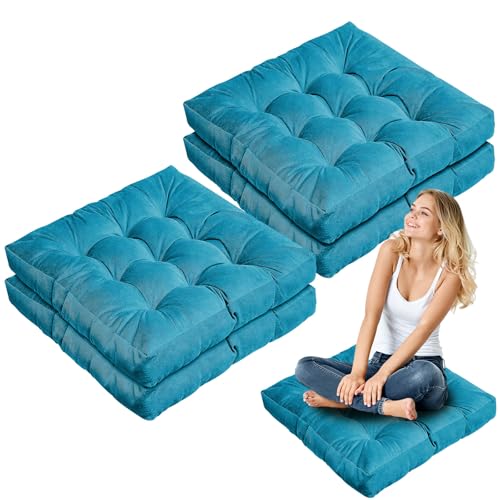 Jerify Floor Pillow Cushions Large Round Square Large Meditation Floor Pillow for Classroom Adult Meditation Picnic Party Seating Learning Daycare School(Square,Blue,4 Pcs) - color: Blue, size: Square