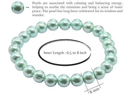 Amazing Gemstone Crystal Bracelet for Women Men's Gifts - Protection Healing Crystal Bracelet - 8mm Gemstone Beaded Stretchable Bracelet Pulseras Para Hombres Mujer Stocking Stuffers Mothers Day Gift (Pistachio Pearl) - color: Pistachio Pearl