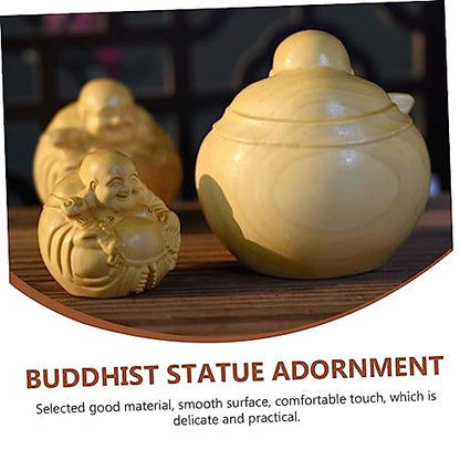 Wooden Carved Maitreya Buddha Ornament Solid Wood Decorative Adornment for Home Zen Decor Unique Tabletop Accent Delicate Craftsmanship
