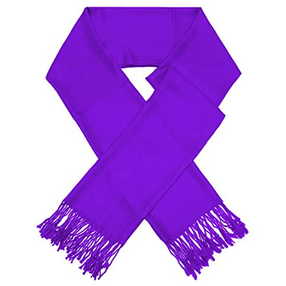 Glory Max Women Large Soft Silky Pashmina Shawl Wrap Scarf in Plain Solid Colors - color: Purple