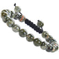 MASSIVE BEADS Natural Healing Power Gemstone Crystal Beads Unisex Adjustable Macrame Bracelets - color: Green Rainforest Jasper, size: 8mm