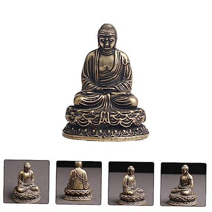 Cabilock Mini Zen Buddha Statue Antique Meditation Ornament for Decor Tranquil Temple Sculpture for Relaxation Zen Aesthetic for Family Friends
