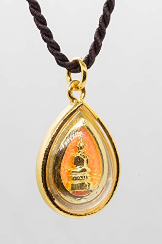 Artschatz Weekday Birthday Buddha Golden Colorful Thai Pendant, Amulet, Necklace, Charm, Sunday, Monday, Tuesday, Wednesday, Thursday, Friday, Saturday - style: Thursday - Phra Samathi “Meditation”