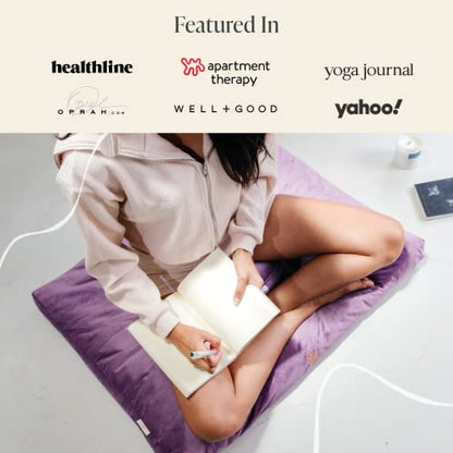 Mindful Modern Meditation Cushion and Zabuton Mat Bundle - Premium Luxury Velvet Meditation Cushion Set for Yoga - Buckwheat Zafu Floor Pillow and Rectangular Mat - Dusty Violet Color