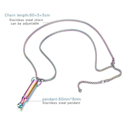 Mindfulness Breathing Necklace Stress Relief Pendant Stainless Steel Anxiety Breathe Necklace for Women Men - color: Rainbow