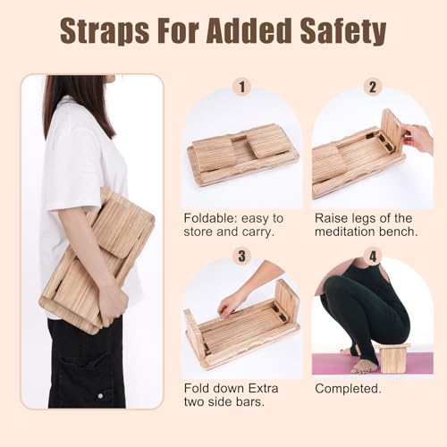 Wooden Step Stool - 9'' One Step Stool for Adults, Wooden Beside Step, Heavy Duty/Portable/Nonslip/Durable Construction Safe Step for Bedroom/Kitchen (Light Wood)