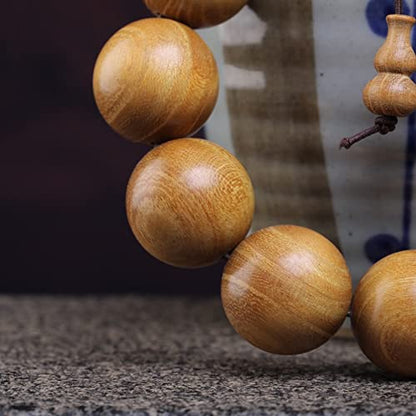 Zen Dear Natural Golden Sandalwood Mexican Bocote Mala Prayer Bead Bracelet Link Wrist Necklace Mala Beads - style: 20mm 12 beads Long's Head