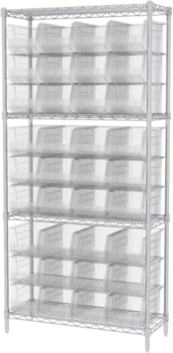 Akro-Mils 30240 AkroBins Plastic Storage Bins, Space-Saving Stackable Bins for Garage, Pantry, Craft Organization, 15 x 8 x 7 inches, Clear, 12-Pack