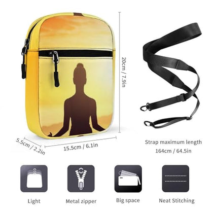 Yoga Meditation Oxford Cloth Ammo Crossbody Shoulder Bag Medic Bag Classic Small Messenger Crossbody Bag Unisex Classic Canvas Shoulder Bag for Women, Bookbag for Work