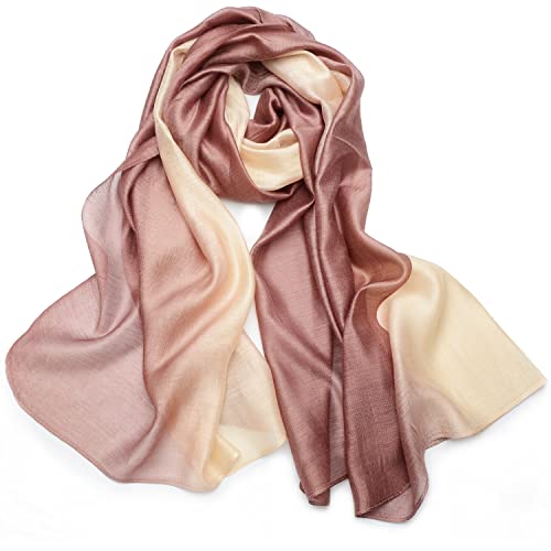 Cotton Silk Scarf Elegant Soft Wraps Color Shade Scarves for Women - color: Gradient - Beige
