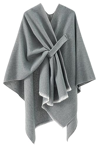 Women's Shawls Wrap Poncho Soft Capes Open Front Cardigan Large Blanket Wraps Shawl Knitted Cloak Cardigan Warm - color: New-darkgrey