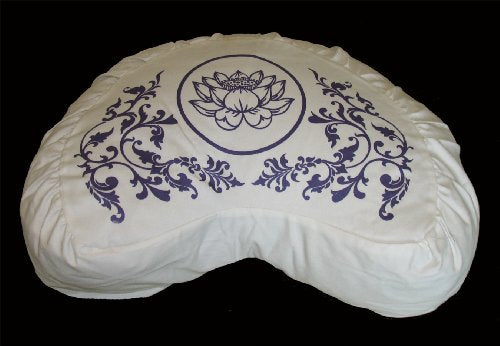 Meditation Cushion Crescent Zafu Purity Collection Ivory Lotus Enlightenment Lavender - color: Lavenderlotus