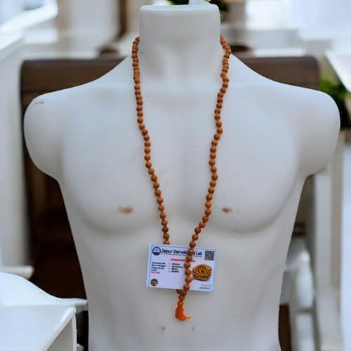 Sandalwood Japa Mala Necklace 108 Beads | 8mm Natural Sandalwood Prayer Rosary for Meditation, Yoga & Puja | Hand-Knotted Hindu Buddhist Wood Bead Mala for Men & Women
