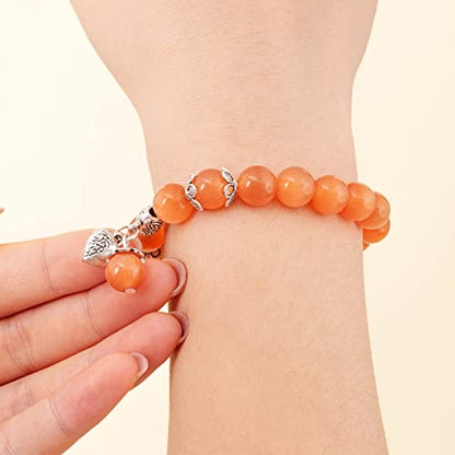 Natural Stretch Gemstone Bracelet Healing Stone Beaded Bracelets for Women Men Gifts (Unisex) - color: Champagne
