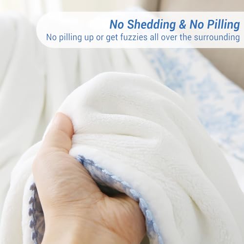 Viviland Cotton Muslin Blanket, Queen Size 90 x 90 Inches, Blue Nerrah | Reversible Fleece, Lightweight, Breathable Gauze - color: Blue Nerrah, size: Queen Size (90 X 90 Inches)