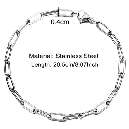 WangGao Stainless Steel Paperclip Link Chain Bracelet for Women Popular Minimalist Jewelry - color: Silver