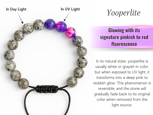 Amazing Gemstone Yooperlite Bracelet for Women Men's Gifts - Protection Healing Crystal Bracelet - 8mm Gemstone Beaded Adjustable Bracelet Pulseras Para Hombres Mujer Stocking Stuffers - color: Yooperlite