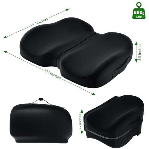 A-Pce Foldable Travel Seat Cushion-with Built-in Handles，Memory Foam Cushions for Relief of Lower Back, Sciatic, Butt and Tailbone Pain-for Home & Office Use, Perfect for Travel or Driving-Black