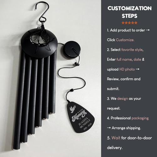 Personalized Memorial Wind Chimes for Outside Custom Photo with Name & Date, in Loving Memory - Sympathy Gifts - Keepsake Loss of Beloved One - size: Wind Chimes