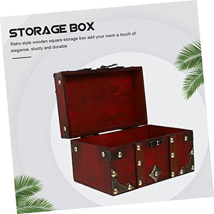 Retro Wooden Square Storage Box Delicate Jewelry Organizer Solid Sundries Storage for Living Room Bedroom Office Chic Design for Small Items