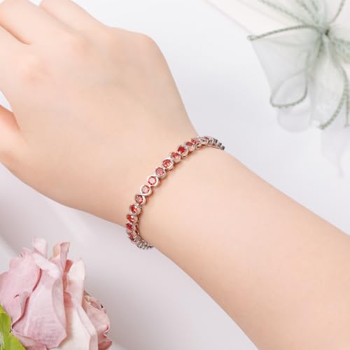 Birthstone Bracelets for Women, Sterling Silver 7 Inch Infinity Tennis Bracelet, Wedding Anniversary Birthday Jewelry Gifts for Women Wife Girlfriend Mom Her - color: 01-Jan-Garnet