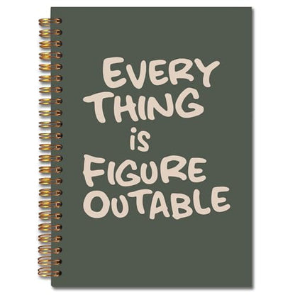 JINYO Everything is Figureoutable Inspirational Notebook, Motivational Journal for Women, Positivity Journal, Retro Green Positive Affirmation Spiral Notebooks 5.5x8.3 Inch - color: white Everything is Figureoutable Notebook