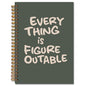 JINYO Everything is Figureoutable Inspirational Notebook, Motivational Journal for Women, Positivity Journal, Retro Green Positive Affirmation Spiral Notebooks 5.5x8.3 Inch - color: white Everything is Figureoutable Notebook