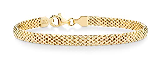 Miabella 18K Gold Plated 925 Sterling Silver Italian 5mm Mesh Link Chain Bracelet for Women, Made in Italy - style: Length 7.5 Inches