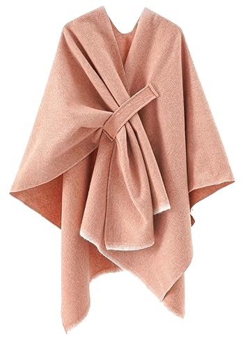 Women's Shawls Wrap Poncho Soft Capes Open Front Cardigan Large Blanket Wraps Shawl Knitted Cloak Cardigan Warm - color: New-pink