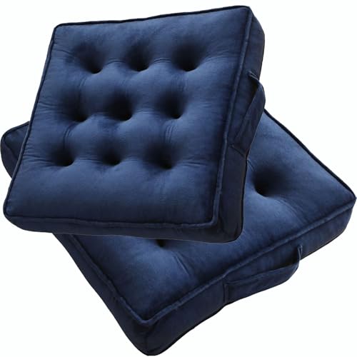 Set of 1/2/4 Meditation Floor Pillows 16/18/20" with Handle-Square Seat Cushions for Adults, Thicken Crystal Velvet Seat Cushion with Pearl Cotton Filling for Yoga Living Room Classroom(8#,2pcs:40cm/1 - color: 8#, size: 2pcs:40cm/16in