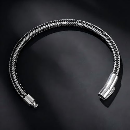 Men's Leather Bracelet, Stackable Stainless Steel Clasp Bracelets for Men Stylish Birthday, Thanksgiving, Valentine's Day Gift for My Man - style: 9" Gunmetal Color Button