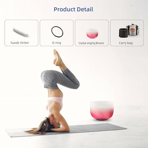 RYAN DVAN Crystal Singing Bowl Set of 3, 6"C 8"E 10"D with Case Suede Striker & O-Ring Sound Therapy for Yoga, Reiki, Chakra Healing Energy Tuning & Mindfulness Kit