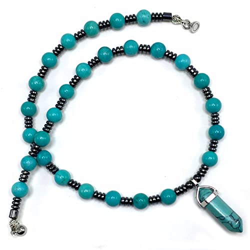 Healing Stress Anxiety Meditation Grounding Energy Gemstone Necklace Series - color: Healing Gemstone Necklace Series-Natural Turquoise -8 mm 18 inch- Stone
